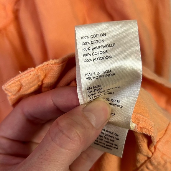 Anthropologie Pilcro Button Down Tie Back Shirt Dress in Peach - Picture 7 of 7